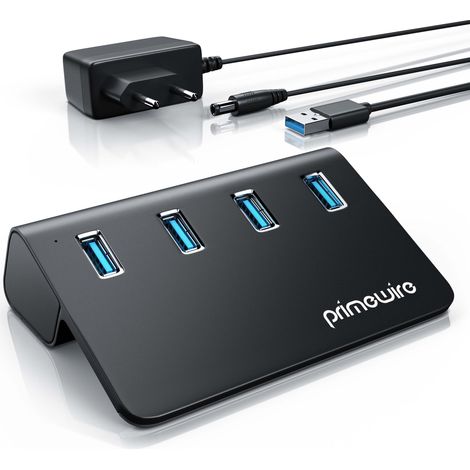Primewire USB 3.2 Gen2 Hub, 4 Port Aktiver Verteiler mit Netzteil, 10 Gbit/s (1/5)