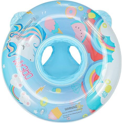 Anneau de natation pour enfants de dessin animé pour bébé, bouée gonflable pour bébé, bouée de natation gonflable pour bébé 60 avec poignée (boucle de pantalon licorne bleue) (1/5)
