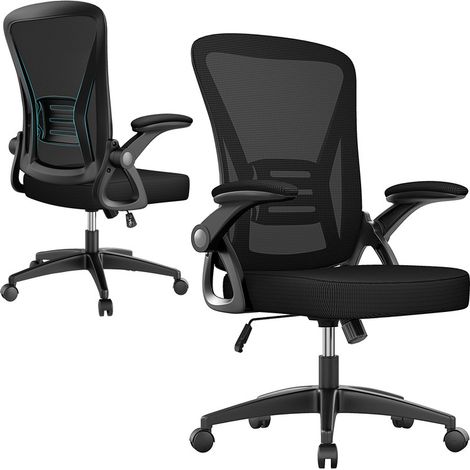 Fauteuil de Bureau, Chaise Ergonomique à roulette, Hauteur Ajustable, Soutien Lombaire Dossier Règalable, Noir (1/5)