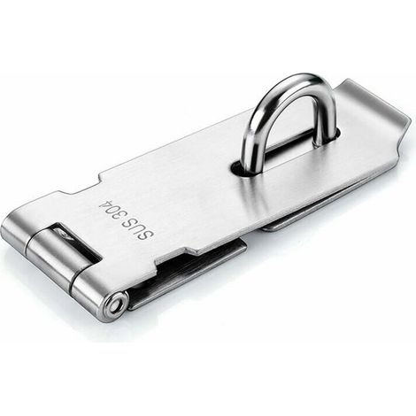 Loquet de porte verrou de porte en acier inoxydable moraillon cadenas support de pêne dormant avec vis, argent, 5 pouces (1/5)