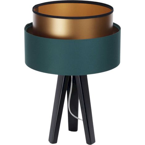 Lampe à poser design vert bouteille effet cuivré élégant - Vert bouteille satin cuivre mat (1/5)