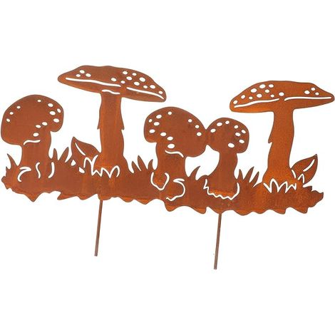 Sculpture de Jardin Métal Rouillé avec Motifs Ajourés Piquet Stable pour Décoration Extérieure et Ornements de Pelouse Rustiques (1/5)