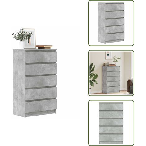 Muebles de madera - vidaXL Cajonera de madera contrachapada gris hormigón 60x36x103 cm - Cajones grandes