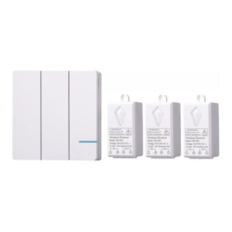Wireless switch set, remote-controlled wall switch for indoor lighting, no wiring required, IP54 waterproof