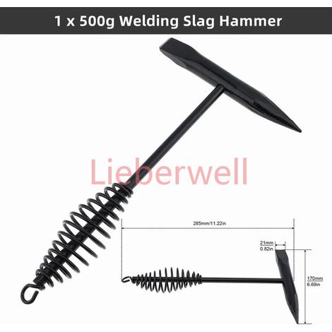 300g/500g with LIEBERWELL High Carbon Steel Welding Hammer Spring Handle for Rust and Slag Removal, Includes Wire Brushes (1/3)