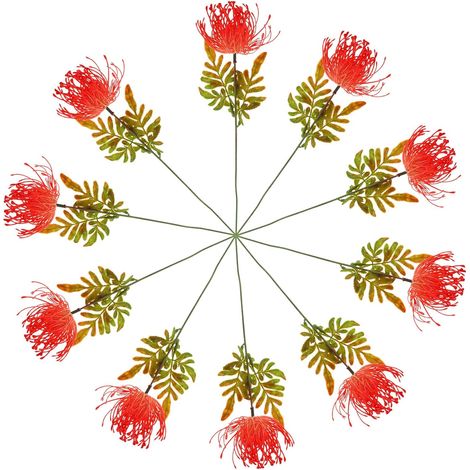Fleurs Artificielles Tiges Résistantes et Élégantes en Plastique Rouge 10pcs pour Décoration, Accessoires pour Compositions et Décoration de Chambre (1/5)
