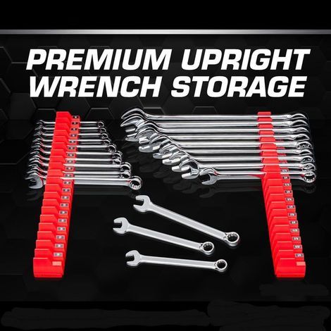 [Wrench Organizer] Multifunctional Modular Storage Organizer for Wrench Sets and Adjustable Wrenches, Plastic Space-Saving Holder, Red Color (1/4)