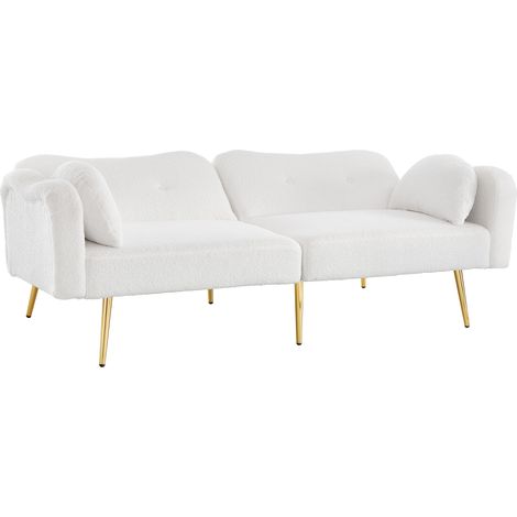 Zweisitzer-Sofabett mit Schlaffunktion, verstellbarer Rückenlehne, Weiß, MODENUIT (1/5)