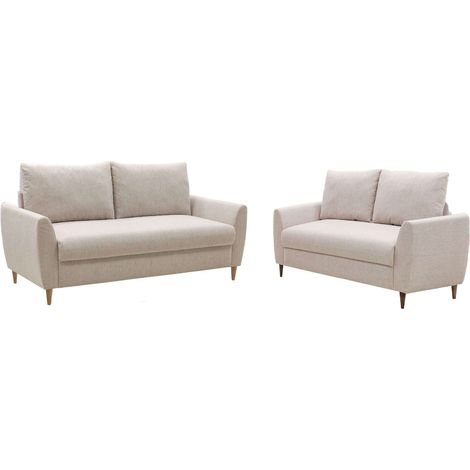 Pack de 2 Sofás para Salón Comedor Mave Estilo Contemporáneo en Color Beige con 1 Sofá de 3 Plazas y 1 Sofá de 2 Plazas (1/5)