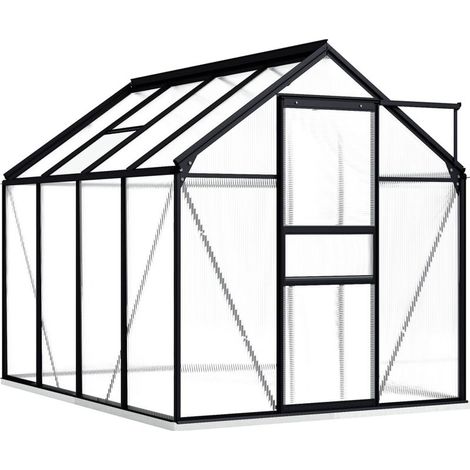 Serre avec cadre de base Serre de Jardin Abri de Plantes Anthracite Aluminium 4,75 m² NSME5872 (1/5)