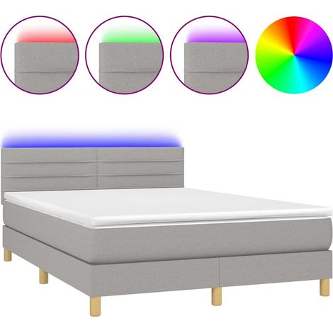 Maison Exclusive - Cama box spring colchón y luces LED tela gris (1/5)
