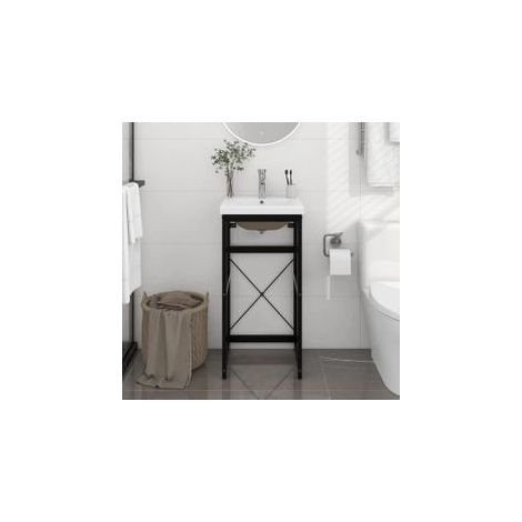 Cadre de lavabo de salle de bain vasque à encastrer Noir Fer