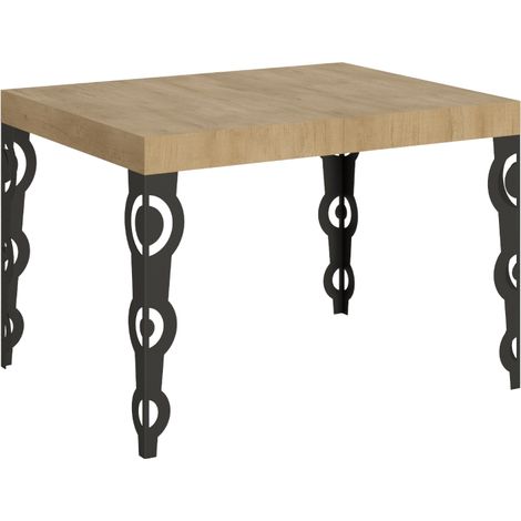 Tavolo allungabile 120/204x80 cm Karamay quercia natura gambe antracite (1/4)