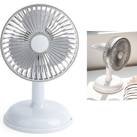 Petit ventilateur électrique portable, simple et vintage, couleur unie, rechargeable par USB, bleu clair, idéal pour l'été. (1/5)