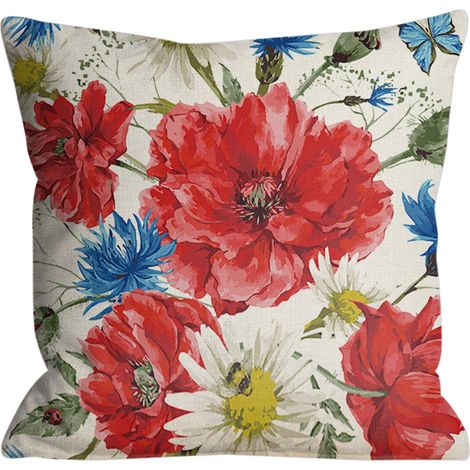 Housse De Coussin - Linen - Drapeau Américain Et Étoiles - 45 x 45 cm - Pour Canapé Lit Chaise Voiture - 1 Pièce (1/2)