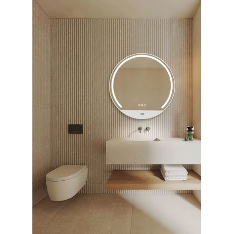 Espejo De Baño Colorbeat 70Ø Blanco Mate, APP, Antivaho y Bluetooth (1/5)