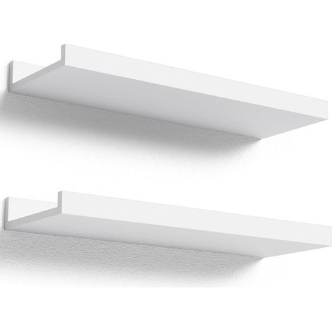 Étagères flottantes blanches pour mur Lot de 2, Étagères flottantes en bois de 40 CM Modernes pour présentoir de photos, décor mural, pour décor de pièce, salon, chambre à coucher, salle (1/5)