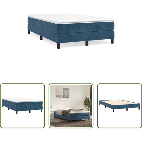 vidaXL Taschenfederkern - Boxspringbett mit Matratze Dunkelblau 120x190 cm Samt (1/5)