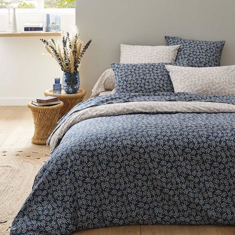 Housse de Couette imprimée en Lyocell, 260 x 240 cm, Bleu et Beige (1/2)