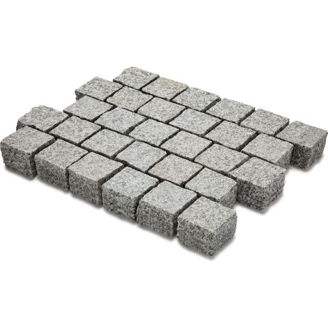 Pavé extérieur en pierre naturelle granit 10x10 cm – Épaisseur 8 cm – Carrossable pour allées et terrasses – Gris
