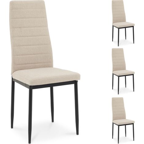 Lot de 4 chaises NATHALIE noir/beige (Lot de 4) (1/5)