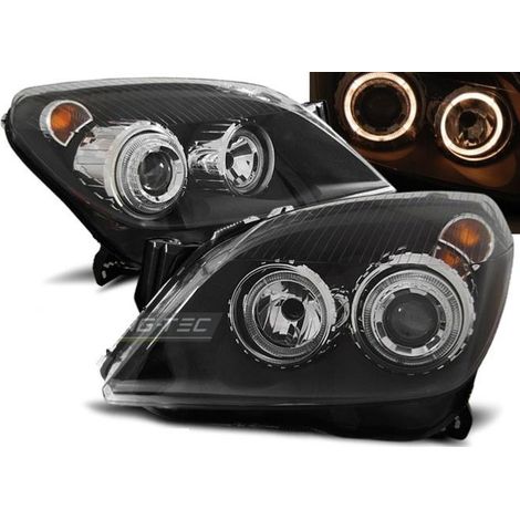 Paire de feux phares Opel Astra H 04-09 angel eyes noir-27361626