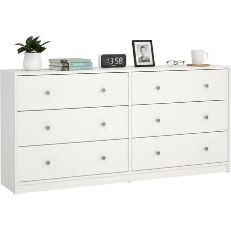 Dmora - Aparador Rick, Bufé de salón, Aparador de salón, Despensa de cocina, 143x30 h68 cm, Blanco