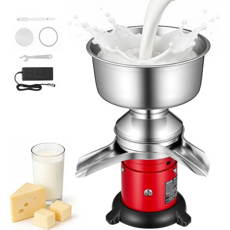 VEVOR Máquina Separadora de Leche Electrica Salida de 60 L/h, Separador Centrífugo de Crema de Leche de Acero Inoxidable 304, Recipiente de 4,5 L para Leche de Cabra, Vaca, 40 W 100-240 V, 10500 RPM (1/5)
