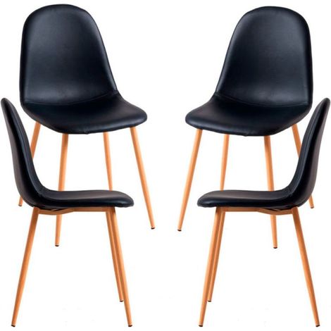 Packs Sillas Comedor - Pack 4 Sillas Teok Polipiel - Negro (1/5)