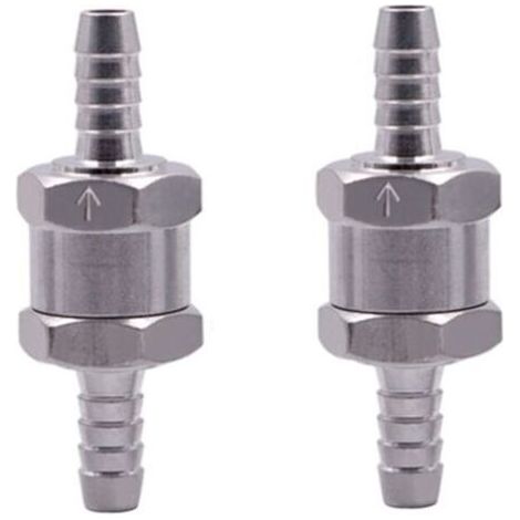 2 Stück 8-mm-Rückschlagventile aus Aluminiumlegierung für Benzin- und Diesel-Vergaser-Niederdruck-Kraftstoffsysteme (8 mm), Silber (1/5)