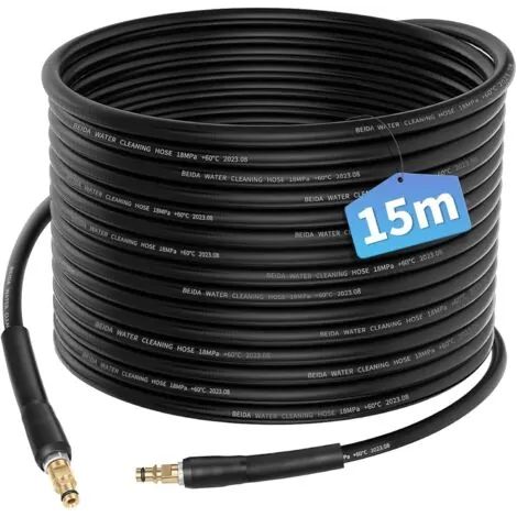 Tuyau flexible de 15 m compatible avec les nettoyeurs haute pression Kärcher K2, K3, K4, K5, K6 et K7. Accessoire de rechange : tuyau d'extension avec raccord rapide. (1/3)