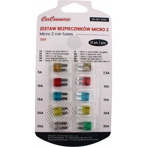 Fusibles automobiles Micro 2 lames, lot de 10 (1/3)