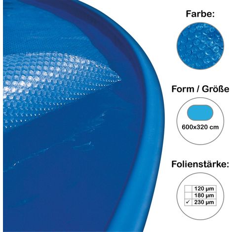 Extra Solarplane, Solarfolie, Luftpolsterabdeckung für Pool oval 600x320 cm, 230 µm