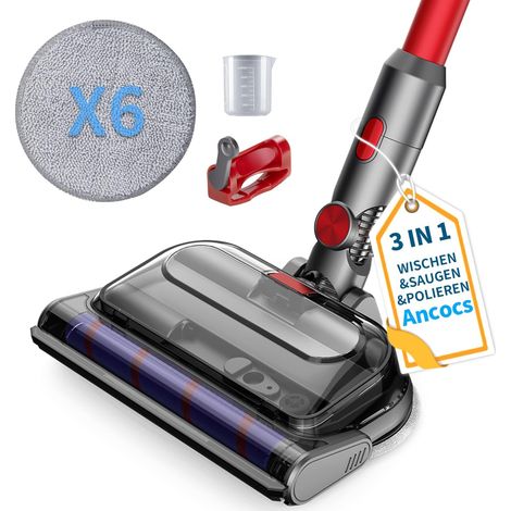 Wischaufsatz für Dyson V7 V8 V10 V11 V15 Staubsauger, Elektrischer Bodenwischermit LED-Licht, abnehmbarem Wassertank und sechs waschbaren Mops