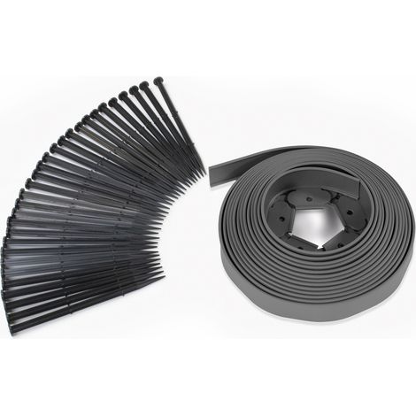 Bordature per prato flessible 10 mt grigio antracite altezza 5 cm + 30 picchetti (1/5)
