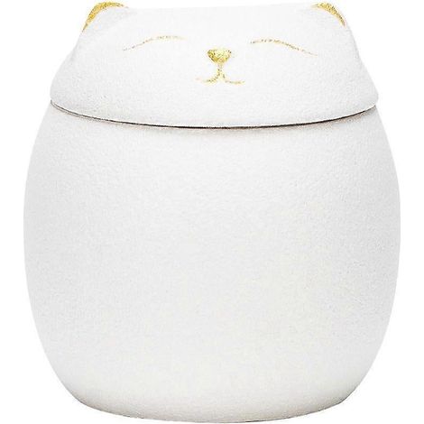 Pot à thé en céramique en forme de chat, bocal de rangement pour la cuisine, mini-boîte de rangement avec chat de dessin animé (1/4)