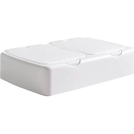 Boîte à coton-tige à 2 fentes, support multifonctionnel en plastique pour tampons cosmétiques, organisateur avec couvercle pour voyage salle de bain (1/5)