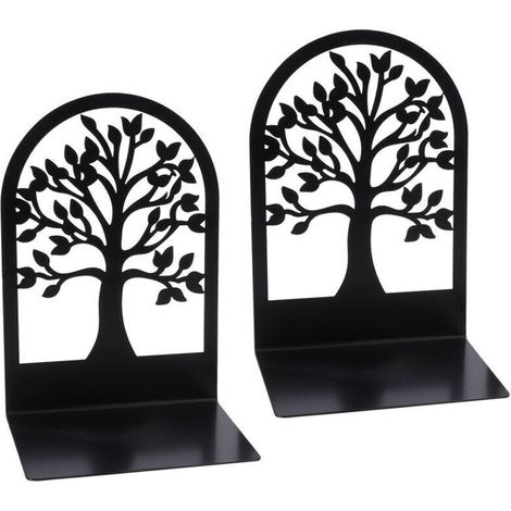 Bookends, decorative bookends, bookends for home, school or office, sturdy metal bookends. Black bookends for shelves. (1/5)