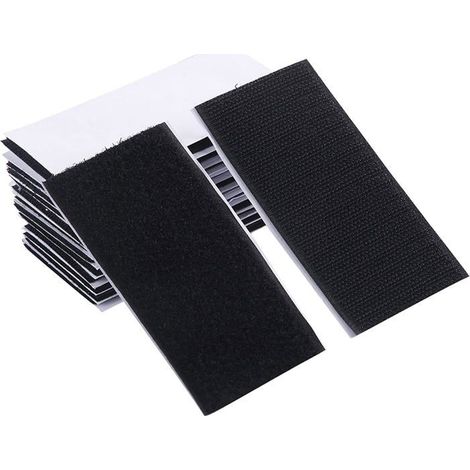 18 Paires Scratch Autocollant Double Face, Ternel Bande Scratch Adhésif(Noir,Rectangle 6040mm） (1/5)
