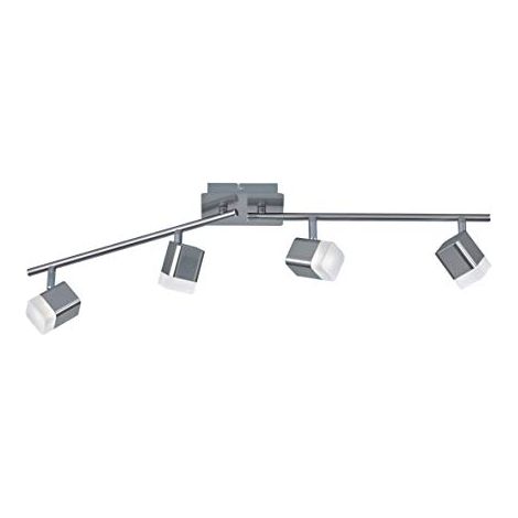 ROUBAIX BARRA 4 SPOTS LED 14W 1600lm, 3000K QUADRATI METALLO ACCIAIO SATINATO L.80CM (1/4)