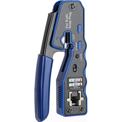 Pince À Sertir RJ45 - Coupe Et Dénudage Intégrés - Compatible Câbles Réseau 23 À 26 AWG - Poignée Ergonomique Antidérapante - 1 Pièce (1/5)