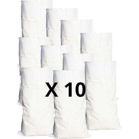 10 Rubble Bags 55 x 95 cm 55Kg, Durable Woven Polypropylene Canvas, Construction Bags, Garden Waste, Sand, Reusable (1/4)