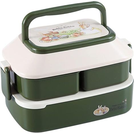 Boîte à bento séparée à double couche (vert)