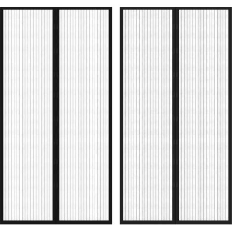 Cortina mosquitera para puerta 2 uds imán negro 210 x 100 cm