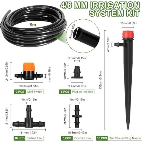 Système d'irrigation Jardin, 5M Tuyau (1/4)