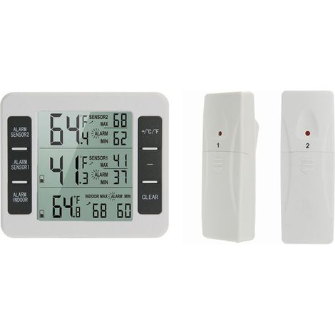 RHG Innen-/Außenthermometer mit drahtlosem Sensor, digitaler Temperaturanzeige, Maximal- und Minimalanzeige, Aufzeichnungsfunktion, großem LCD-Display für Zuhause, Schlafzimmer, Büro (2 Sensoren) (Wei (1/5)