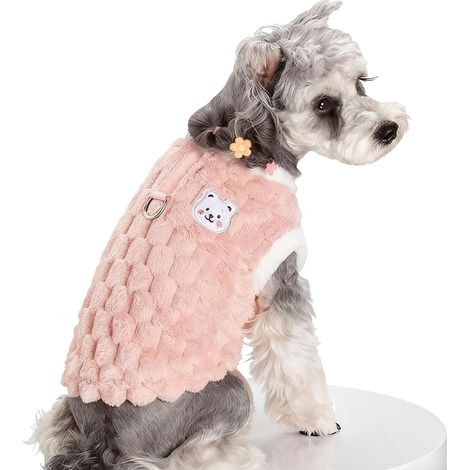 Suéter polar suave para perros y gatos pequeños, cálido suéter de invierno de felpa con anilla en D, ropa para perros pequeños, yorkshire terriers, chihuahuas y gatos, talla L (1/5)