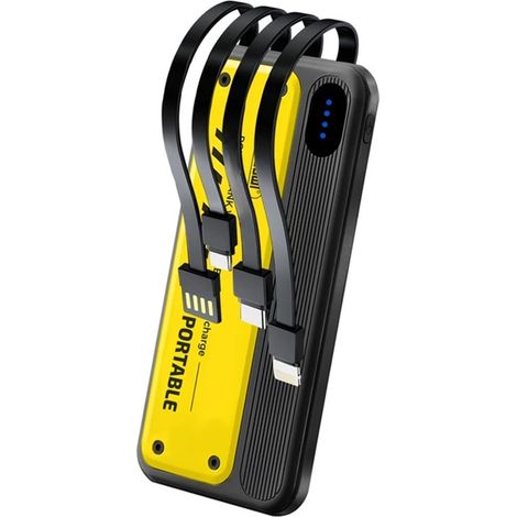 Portable Power Bank Ordinateur Portable Q-dc98 12000mah 10,5w 5v / 2.1a Avec Des Câbles Intégrés Indicateurs à Led (1/5)