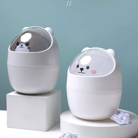 CHE poubelle en plastique de bureau mignonne mini poubelle Mini poubelle de bureau, apparence droguerie support Gris (1/4)