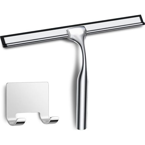 Raclette Douche en Acier INOX avec Crochet, Raclette de Douche Argent, Raclette Vitre Douche, Raclette Salle de Bain pour Carrelage Mur Verre Porte Miroirs Fenêtres Table (1/5)